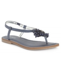Strappy with romantic detail. Alfani's Fanciful flat sandals showcase shiny beads on the front. Wear them with anything.