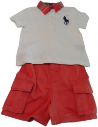 Polo Ralph Lauren Infant Boys Big Pony Polo & Cargo Short Set (9 Month, Orange/White) Polo Ralph Lauren Infant Boys Big Pony Polo & Cargo Short Set (9 Month, Orange/White)