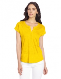 Lucky Brand Women's April Pleated Placket Top