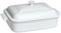 Le Creuset Stoneware 4-1/2-Quart Rectangular Casserole with Lid, White Le Creuset Stoneware 4-1/2-Quart Rectangular Casserole with Lid, White