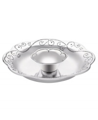 With a feminine edge and pretty perforated detail, the French Perle chip and dip from Lenox's collection of serveware and serving dishes holds favorite snacks with decidedly vintage charm. In pure aluminum, it's a brilliant complement to French Perle dinnerware. (Clearance) With a feminine edge and pretty perforated detail, the French Perle chip and dip from Lenox's collection of serveware and serving dishes holds favorite snacks with decidedly vintage charm. In pure aluminum, it's a brilliant complement to French Perle dinnerware. (Clearance)