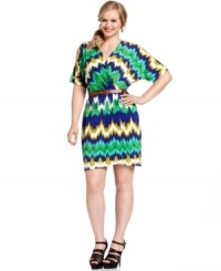 Calvin Klein's plus size dress is all set for summer with a boldly printed faux-wrap silhouette and coordinating belt. Wear with wedges for flawless style! Calvin Klein's plus size dress is all set for summer with a boldly printed faux-wrap silhouette and coordinating belt. Wear with wedges for flawless style!
