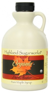 Highland Sugarworks Jug 100% Amber Maple Syrup, Pure Organic Dark, 32 Ounce Highland Sugarworks Jug 100% Amber Maple Syrup, Pure Organic Dark, 32 Ounce