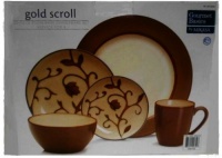 Mikasa Dinnerware Set Gold Scroll 20 Piece Set