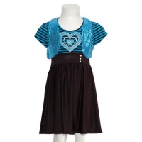 Little Girls 7 Black Teal Stripe Sequin Vest Heart Knit Fall Dress Little Girls 7 Black Teal Stripe Sequin Vest Heart Knit Fall Dress