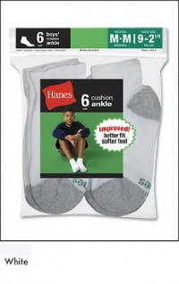 Hanes Boys Red Label Cushion Ankle Socks # 422/6 Hanes Boys Red Label Cushion Ankle Socks # 422/6