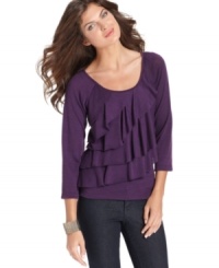 Ruffles take this petite tee from Elementz from a relaxed to chic look! Ruffles take this petite tee from Elementz from a relaxed to chic look!