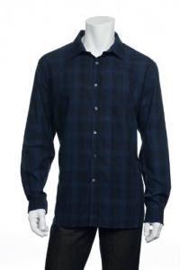 Alfani Red Men's Blue Plaid Button Down Shirt Alfani Red Men's Blue Plaid Button Down Shirt