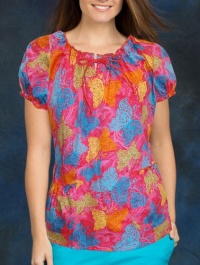 Caroline Printed Round Neck Cotton Scrub Top by Peaches Uniforms (Open Sky, 3XL) Caroline Printed Round Neck Cotton Scrub Top by Peaches Uniforms (Open Sky, 3XL)