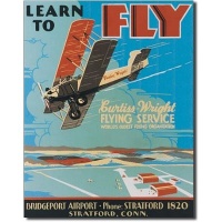 Learn To Fly Bi Wing Airplane Retro Vintage Tin Sign Tin Sign , 13x16 Learn To Fly Bi Wing Airplane Retro Vintage Tin Sign Tin Sign , 13x16