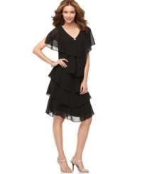 Get into the swing of things in this flirty, tiered Patra dress with a hint of sparkle at the neckline. Get into the swing of things in this flirty, tiered Patra dress with a hint of sparkle at the neckline.