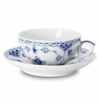 Blue Fluted Half Lace 6.75 oz. Teacup and Saucer Blue Fluted Half Lace 6.75 oz. Teacup and Saucer