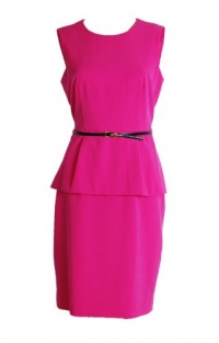 Calvin Klein Sleeveless Belted Peplum Dress Pink Calvin Klein Sleeveless Belted Peplum Dress Pink
