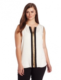 Calvin Klein Women's Plus-Size Metallic Trim Top Calvin Klein Women's Plus-Size Metallic Trim Top