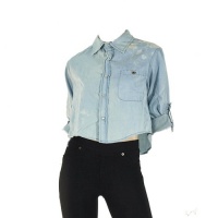 G2 Fashion Square Women's Chambray Acid Wash Denim Shirt G2 Fashion Square Women's Chambray Acid Wash Denim Shirt