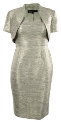 Metallic Jacquard Stripe Evening Jacket Dress Set Metallic Jacquard Stripe Evening Jacket Dress Set