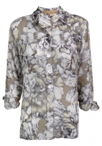Ellen Tracy Women's Glace Sheer Floral Tunic Shirt Ellen Tracy Women's Glace Sheer Floral Tunic Shirt