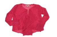 DKNY Girl's Open Front Sequin Sweater Bright Rose L DKNY Girl's Open Front Sequin Sweater Bright Rose L