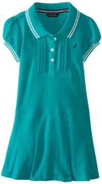 Nautica Girls 2-6X Solid Pique Pleated Dress, Teal, 5 Nautica Girls 2-6X Solid Pique Pleated Dress, Teal, 5