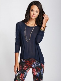 GUESS Women's Karma Scoop-Neck Top, BLUE NILE (MEDIUM) GUESS Women's Karma Scoop-Neck Top, BLUE NILE (MEDIUM)