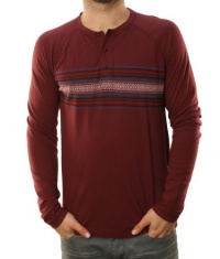 Lucky Brand Men's Long Sleeve Henley T-Shirt Maroon