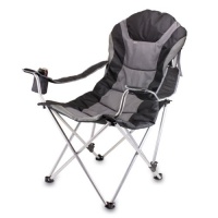 Picnic Time Portable Reclining Camp Chair, Black/Gray Picnic Time Portable Reclining Camp Chair, Black/Gray