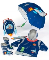 Keep him safe from meteor showers with this umbrella from Kidorable. With an alien handle and a space ship blasting off the top, this umbrella is a great way to keep him dry. Check out the Kidorable Space Hero Raincoat and Boots. Keep him safe from meteor showers with this umbrella from Kidorable. With an alien handle and a space ship blasting off the top, this umbrella is a great way to keep him dry. Check out the Kidorable Space Hero Raincoat and Boots.