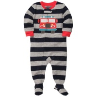 Carter's Boys Stripe Firetruck Fleece Footed Pajamas Carter's Boys Stripe Firetruck Fleece Footed Pajamas