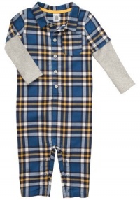 Carter's Infant Long Sleeve Flannel One Piece Coverall - Blue Plaid-18 Months Carter's Infant Long Sleeve Flannel One Piece Coverall - Blue Plaid-18 Months