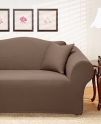 Give a new, sleek finish to your furniture. The Holden stretch slipcover from Sure Fit stretches over the broadest of arms and most unique furniture contours, providing a strong, glove-like fit. Give a new, sleek finish to your furniture. The Holden stretch slipcover from Sure Fit stretches over the broadest of arms and most unique furniture contours, providing a strong, glove-like fit.