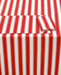 Line up warm weather events with the round Cheyenne Stripe Red tablecloth from Lauren Ralph Lauren. A textured finish adds to the durability of polyester linens for outdoor entertaining. Line up warm weather events with the round Cheyenne Stripe Red tablecloth from Lauren Ralph Lauren. A textured finish adds to the durability of polyester linens for outdoor entertaining.