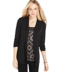 A pretty lace inset and cardigan-style outer layer give this AGB look the allure of two perfectly paired pieces. A pretty lace inset and cardigan-style outer layer give this AGB look the allure of two perfectly paired pieces.