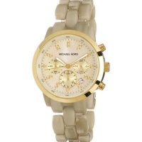 Michael Kors Women's MK5217 Oversized Horn Watch, Ivory Tone Plastic Link Quartz Chronograph Gold Tone Mother Of Pearl Michael Kors Women's MK5217 Oversized Horn Watch, Ivory Tone Plastic Link Quartz Chronograph Gold Tone Mother Of Pearl