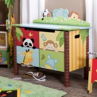 Teamson Kids Sunny Safari Toy Box with Rocking Chair Teamson Kids Sunny Safari Toy Box with Rocking Chair