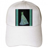 Green and aqua blue dress on black background with damask ribbons - Youth Baseball Cap