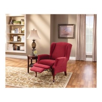 Sure Fit Stretch Pique Wing Recliner Slipcover, Garnet Sure Fit Stretch Pique Wing Recliner Slipcover, Garnet