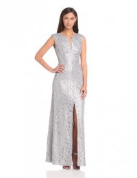 BCBGMAXAZRIA Women's Cain Applique Sequined Long Gown BCBGMAXAZRIA Women's Cain Applique Sequined Long Gown