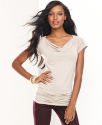 What a stud: metallic embellishments add an edgy air to a softly draped petite top from INC. (Clearance) What a stud: metallic embellishments add an edgy air to a softly draped petite top from INC. (Clearance)