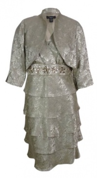 R&M Richards Women's Jacquared Tiered Dress & Jacket Set R&M Richards Women's Jacquared Tiered Dress & Jacket Set