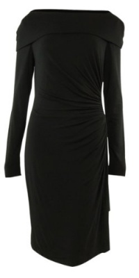 Ruched Off-the-Shoulder Cowl Neck Jersey Dress (8, Black) Ruched Off-the-Shoulder Cowl Neck Jersey Dress (8, Black)