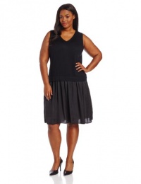 Calvin Klein Women's Plus-Size Mix Media Sweater Dress Calvin Klein Women's Plus-Size Mix Media Sweater Dress