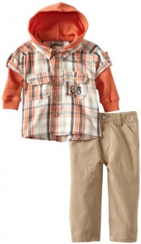 Nannette Baby-boys Infant Moose Plaid 2 Piece Pant Set