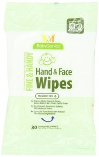 BabyGanics Hand and Face Wipes, Fine and Handy, 30 Count BabyGanics Hand and Face Wipes, Fine and Handy, 30 Count