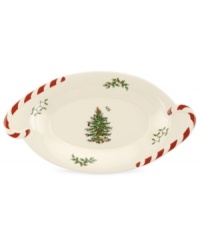 Christmas couldn't be sweeter with Spode's Christmas Tree Peppermint oval platter. An iconic holiday favorite trimmed with traditional candy canes makes already-delicious meals especially irresistible. Christmas couldn't be sweeter with Spode's Christmas Tree Peppermint oval platter. An iconic holiday favorite trimmed with traditional candy canes makes already-delicious meals especially irresistible.