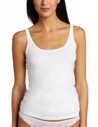 Hanro Women's Cotton Superior Narrow Strap Tank Top, White, Medium