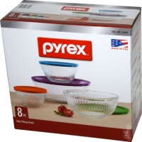 Pyrex 8 Piece Ribbed Bowl (4) Set Including Locking Lids Pyrex 8 Piece Ribbed Bowl (4) Set Including Locking Lids