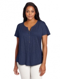 Lucky Brand Women's Plus-Size Marina Ruched Sleeve Top Lucky Brand Women's Plus-Size Marina Ruched Sleeve Top