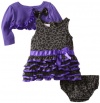 Nannette Baby-Girls Newborn 3 Piece Animal Print Dress Set, Gray, 3-6 Months