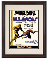 The Boilermakers took the fight out of the Illini back in '31, scoring 7 unanswered points. An incredible souvenir, this restored cover art from the Dad's Day football program is framed, matted and a winning piece of wall art for fans of either team. The Boilermakers took the fight out of the Illini back in '31, scoring 7 unanswered points. An incredible souvenir, this restored cover art from the Dad's Day football program is framed, matted and a winning piece of wall art for fans of either team.