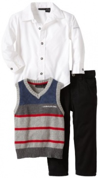 Calvin Klein Boys 2-7 Vest With Shirt And Pants, Gray, 3T Calvin Klein Boys 2-7 Vest With Shirt And Pants, Gray, 3T
